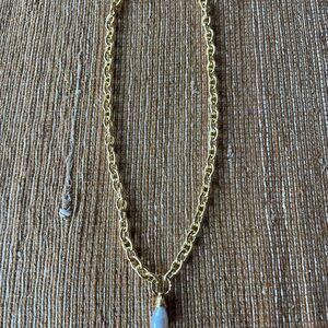 Pamela Love Damia Yellow Gold Chain Necklace with Pearl Pendant